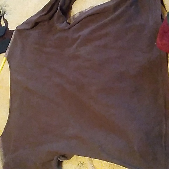 ⚜️ V-neck 3/4 Sleeve T-shirt Brown & Roses 🌹 Lg - Picture 2 of 12